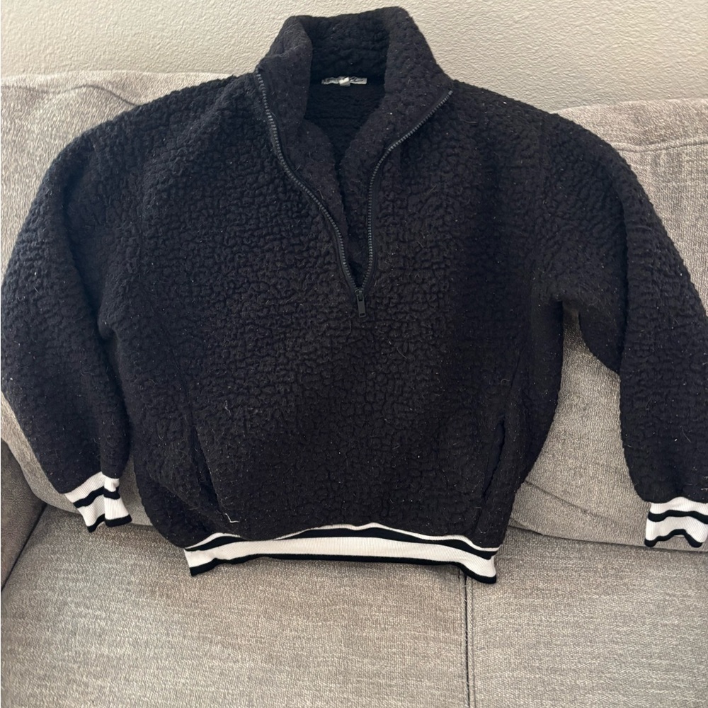 Express Black and White Teddy Jacket